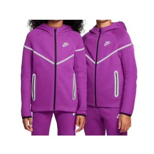Nike Sportswear Tech Fleece Big Kids' (Boys') Reflective Full-Zip Hoodie (FZ5433-505, Bold Berry)