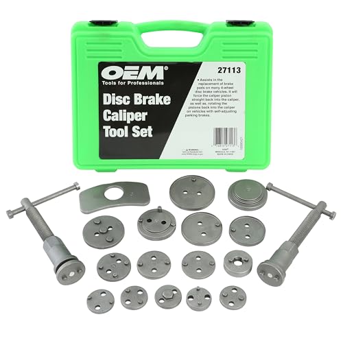 OEMTOOLS 27113 18 Piece Disc Caliper Set, For Domestic/Imports, Including Left Hand Threading Tool
