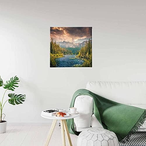 Homemania HM20KNV60x60-247 Tree Picture - Nature and Landscapes - for Living Room, Bedroom, Polyester, Wood, 60 x 3 x 60 cm