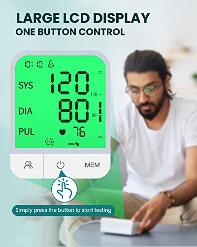 Blood Pressure Machine - Automatic Bp Monitor With Large 4.7" 4-Color Lcd Display, 8.8-17.7" Adjustable Blood Pressure Cuff, Battery Operated & Rechargeable #TOP5