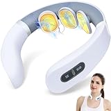 Auxoliev EMS Neck Massager for Pain Relief Deep Tissue,Electric Pulse Neck Massager with Heat, Cordless TENS Cervical Massage