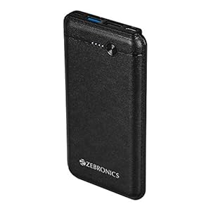 ZEBRONICS 10000mAh Lithium Polymer Power Bank (ZEB-MC10000S1, Black)