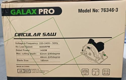GALAX PRO 1400W Circular Saws, Max 6000 RPM Pure Copper Motor Electric Saws, Adjustable Cutting Depth and Angle: 62mm(90 °)-48mm(45 °), Dust Collection System and 185mm Saw Blade 14 GALAX PRO 1400W Circular Saws, Max 6000 RPM Pure Copper Motor Electric Saws, Adjustable Cutting Depth and Angle: 62mm(90 °)-48mm(45 °), Dust Collection System and 185mm Saw Blade - Image 14