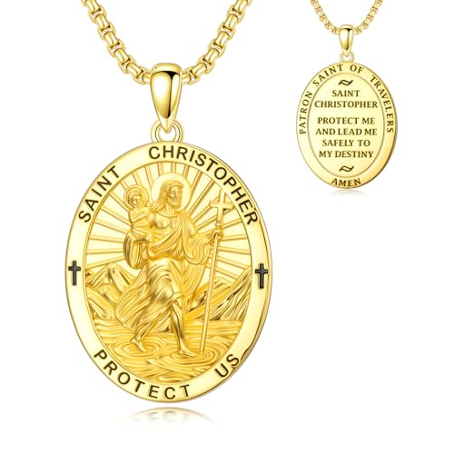 Taioiat Saint Christopher Necklace with 14K Gold Plating