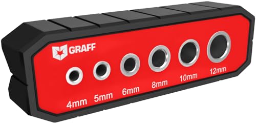 Bohrhilfe und Bohrlehre mit 6 Buchsengrößen – Bohrführung Bohrschablone für rechtwinklige und präzise Bohrungen auf Oberflächen GRAFF