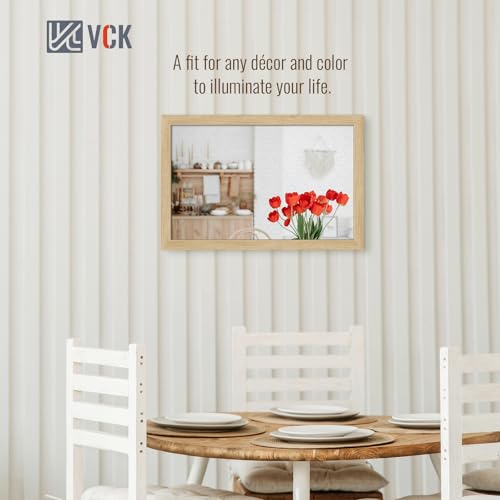 Image of VCK 14x22 Frames 3 Pack, Natural Poster Frame MDF Wood with Polished Plexiglass, Wall Mounting Horizontal & Vertical Display