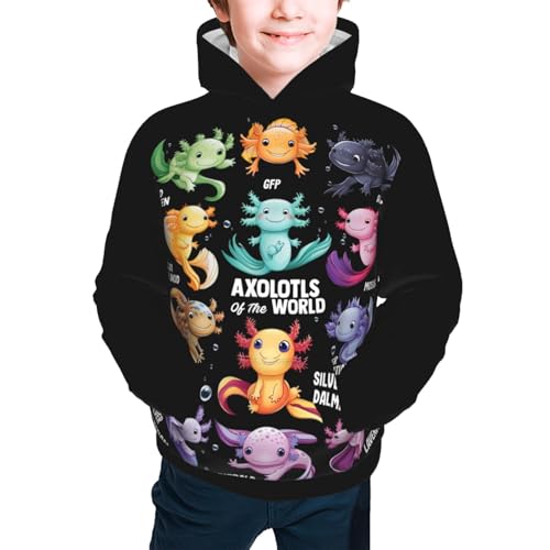 Axolotls Riding A Capybara Hoodie Youth Hooded Sweatshirt 3D Digital Printed With Pockets Tops