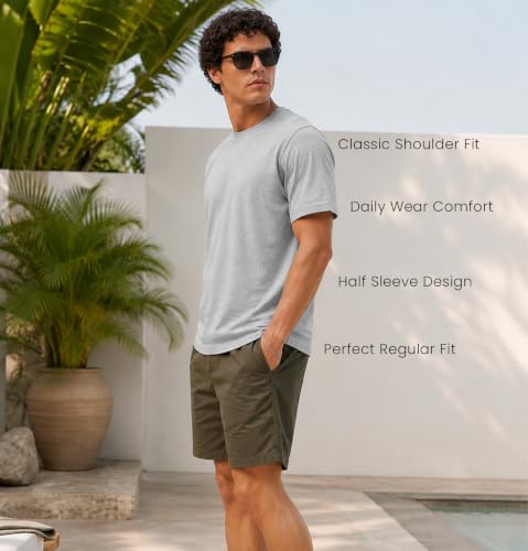 Image of Sleepynuts Men's Everyday Wear Crew Neck Regular Fit T-Shirt | Half Sleeve Solid Plain Casual T-Shirt for Men | Soft Breathable Fabric |