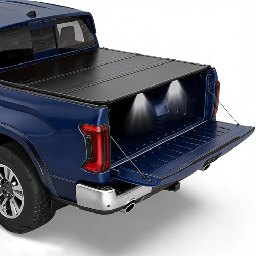 OSIAS 5FT Hard Solid TRI-FOLD Tonneau Cover 2005-2026 Nissan Frontier Short Truck Bed Cover with Led Light