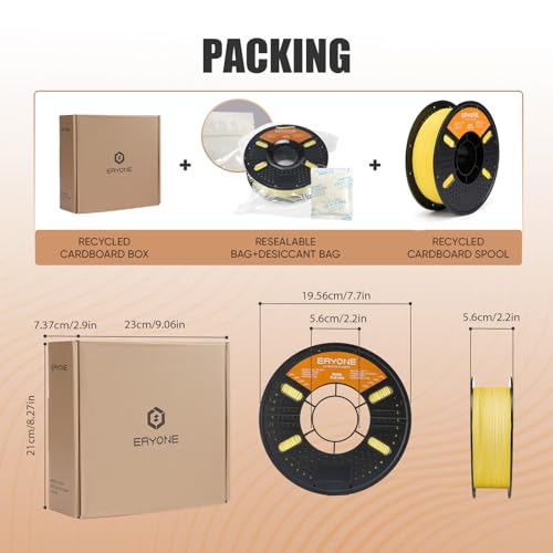 Image of ERYONE Matte PLA Lite 3D Printer Filament 1.75 + /- 0.03mm, Matte Filament 1KG(2.2LBS) Spool, Bright Yellow