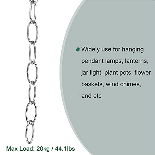 Image of MECCANIXITY Pendant Light Fixture Chain, 3.2mm Thick 1m Long Chandelier Hanging Links, Iron Electroplated, Nickle Color, Pack of 2