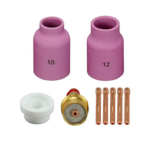 Image of RIVERWELD TIG Gas Lens Collet Bodies 45V64 10N24 3 /32 inch 53N87 54N63 9pcs | Jumbo Large Diameter Ceramic Cup 53N87 12# 3 /4 inch, 10# 5 /8 inch 53N88 for SR WP 17 18 26 TIG Welding Torch