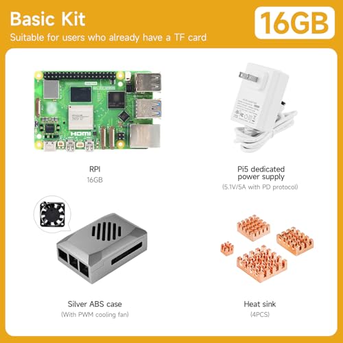 Image of Yahboom Pi 5 16GB Kit with 27W 5.1V5A USB-C Power Supply,Pi5 16GB Board,64GB ABS Case Provide Openclaw Deployment (Pi5 16GB, Basic Kit)