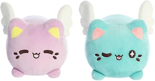 Aurora Valentine Meowchi - Paquete de 2 piezas de felpa de 7 pulgadas, corazón de caramelo de lavanda y menta