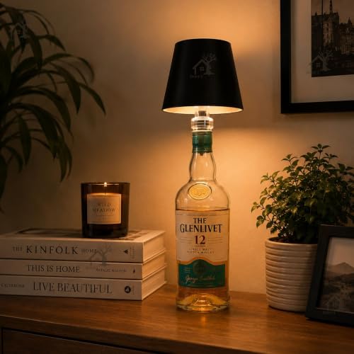 Image of ANKRI Wireless Bottle Lamp LED 3 Colour Light Battery Desk Dimming Night Light Indoor Portable for Cafe Restaurant Home Living Room | 15 cm | Black | Long Lasting Battery