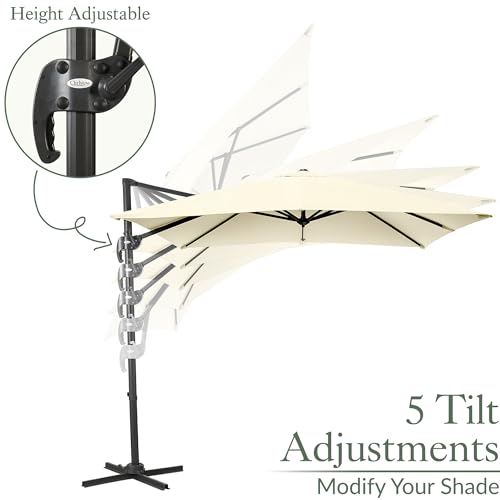 Christow 2.5M Square Cantilever Parasol, Hanging Banana Umbrella, Outdoor Patio Garden, Uv-Resistant, Tilt & Rotate - 5