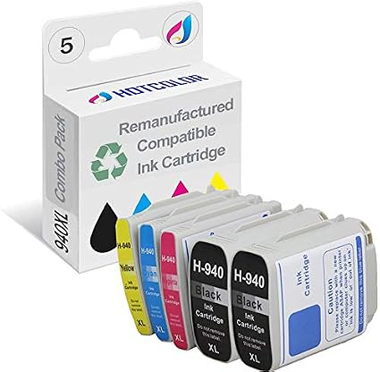 Amazon.com: HOTCOLOR 5 Pack 940XL Cartucho de tinta (2 Negro 1 Cian 1  Magenta 1 Amarillo) Refabricado para HP 940XL para HP Officejet Pro 8000  8500 Impresora : Productos de Oficina