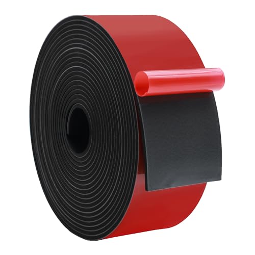 DOBTIM Solid Neoprene Rubber Strips with Adhesive Backing 1/8 (.125)" Thick x 3" Wide x 25' Long, Self Adhesive Rubber Sheets, Rolls &amp; Strips for DIY Gaskets Crafts Pads Seals Warehouse Flooring