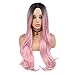 WIGER Ombre Wavy Pink Mermaid Hair - Long, Curly, Heat Resistant Synthetic Wig for Women - Middle Part, Daily Party Cosplay Full Wig