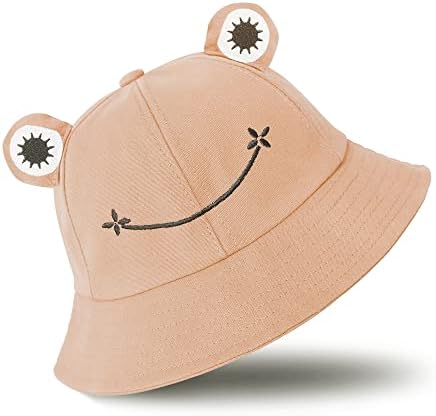 SAOROPEB Frog Hat for Adult Teens, Cute Frog Bucket Hat, Cotton Bucket Hat Funny Hat Fisherman Hat for Men Women Nude Pink