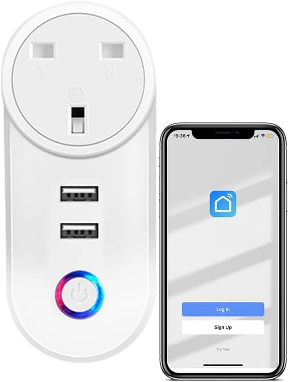 WiFi Smart Plug Tuya Smart Socket Timer Schedule Socket for Smart Home App Remote Control Compatible with Amazon Alexa Google Assistant Siri 16A