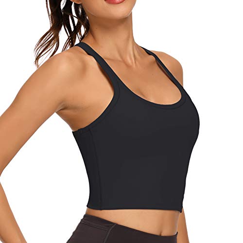 REKITA Workout Crop Tops for Women Athletic Tank Tops with Built in Bra Supportive Sports Bra