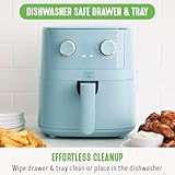 GreenLife 4.5QT Air Fryer, Mechanical Dial Controls, PFAS-Free Ceramic Nonstick Drawer, Adjustable Temp & Timer, LED Indicator, Oil-Less Cooking, Dishwasher Safe, Compact Family Size, Blue