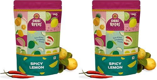 Image of GO DESi Spicy Lemon Candy, 200g, Fruit Snacks, Mouth Freshener, Nimbu Bites, Dehydrated (Pack of 2)