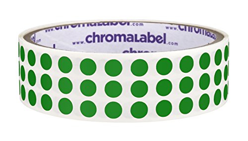 ChromaLabel 1/4 Inch Round Permanent Color-Code Dot Stickers, 1000 per Roll, Green