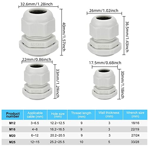 50 Pezzi Passacavo Impermeabile Regolabile in