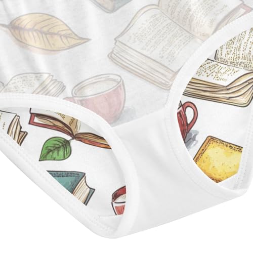 ZZKKO Colorful Books and Coffee Girls Underwear Toddler Panties for Girls Comfort Brief Size 2T-8Y4