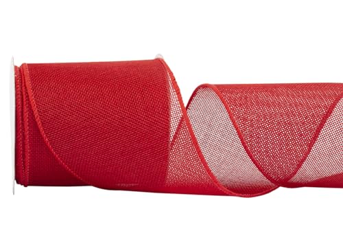 Fondersy 9-Meter Red Burlap Ribbon Wired Burlap Ribbon, 100mm Width for Gift Wrapping Floral Arrangements, Wreath Making - Image 2