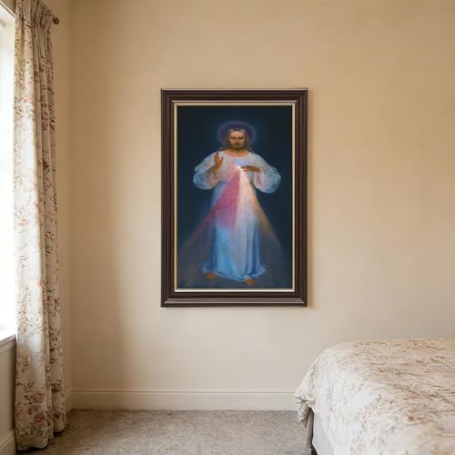 Poster Divine Mercy Kazimirowski - Impression sur toile avec cadre suspendu 20x30 cm