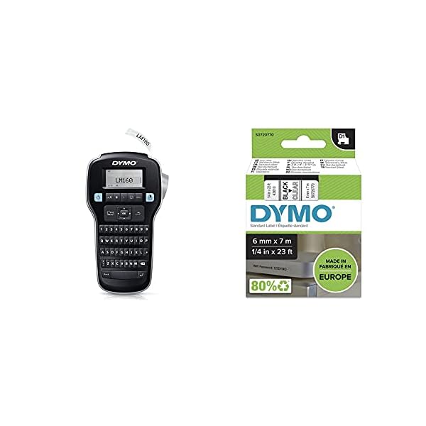 DYMO LabelManager 160 Hand-Etikettiermaschine mit QWERTY-Tastatur & D1-Etikettenband Authentisch | schwarzer Druck auf…