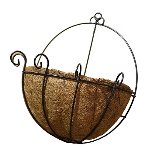 Doitool Porch Decorations Outdoor 14 Inch Iron Wall Hanging Planters Basket Half Round Plant Flower Wall Holder With Coir Liner Plant Hanger Decoration For Garden Porch Balcony Half. Moon Basket #TOP8