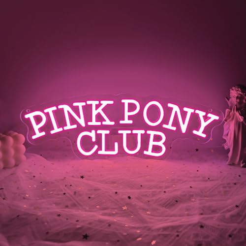 Pink Pony Club Neon Sign,Western Cowgirl Neon Lights for Wall Decor Dimmable LED Music Pony Pink Neon Light for Room Bedroom Party Bar Pub Decor Girl Gift USB Powered(14.9'*5.1')