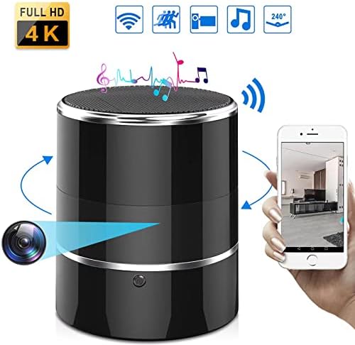 Hidden Spy Camera in Bluetooth Speaker with 240°Viewing Angle,Motion Activated,Nanny Cams Wireless with Cell Phone App,Aipmoz camaras espias ocultas 4K for Home Security(2.4/5Ghz)