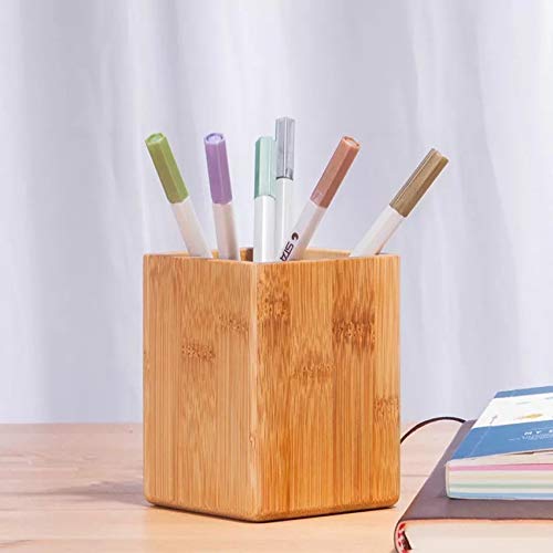 Pot à Crayons En Bambou Dekstop - Organiseur Bureau & Salle De Bain Multifonction 11cm X 8cm