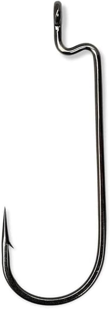 Angler's Grotto Offset Shank Round Bend Worm Hook | 10/25 Count Per Pack | Freshwater Saltwater Fishing Hooks | High Carbon Steel Extra Strength | Size #1#1/0#2/0#3/0#4/0
