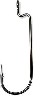 Angler's Grotto Offset Shank Round Bend Worm Hook | 10/25 Count Per Pack | Freshwater Saltwater Fishing Hooks | High Carbon Steel Extra Strength | Size #1#1/0#2/0#3/0#4/0