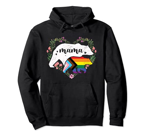 LGBTQ Mama Bear Progress Pride Flag Gay Igualdad de Derechos Arco iris Sudadera con Capucha