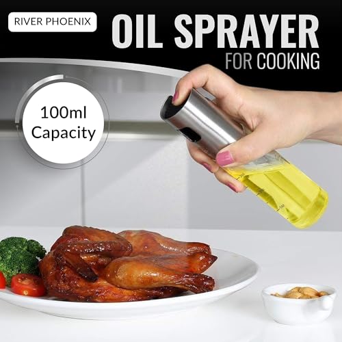 River Phoenix Oil Sprayer for Cooking, Oil Spray Bottle, Oil Spray for Cooking, Olive Oil Sprayer for Salad, Barbecue, Baking in the Kitchen, Made of Alloy Steel - Image 3