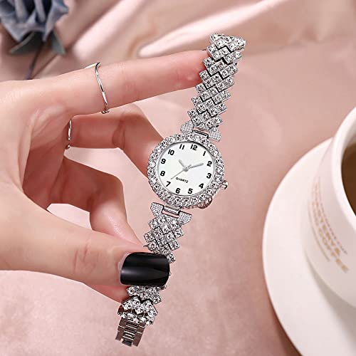 Elegant Crystal-Inlaid Women's Quartz Bracelet Watch - Stylish Silver Timepiece for Any Occasion - Image 4
