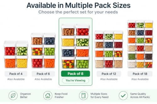 Image of Krevo Multipurpose Storage Containers, 200ml Airtight, BPA Free - Pack of 8
