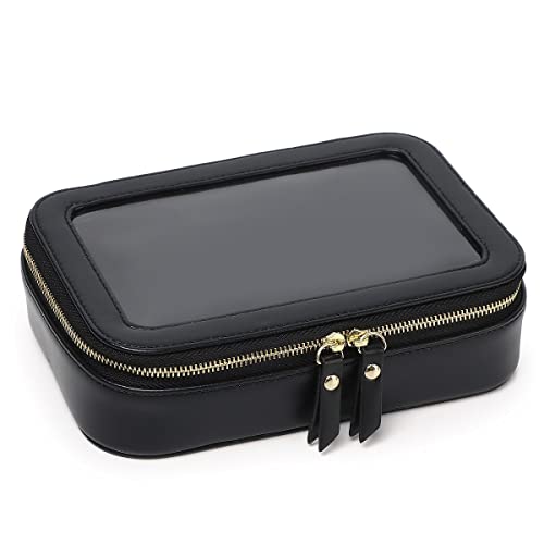 Trousse de maquillage transparente noire en taille M pour vos accessoires de voyage