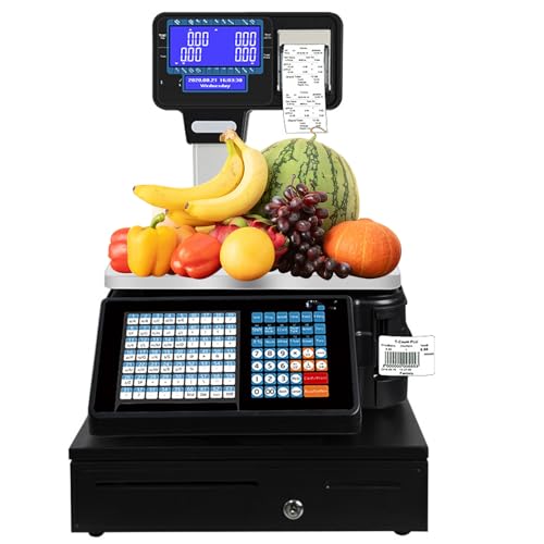 Báscula digital con impresora térmica y pantalla dual miniatura 1