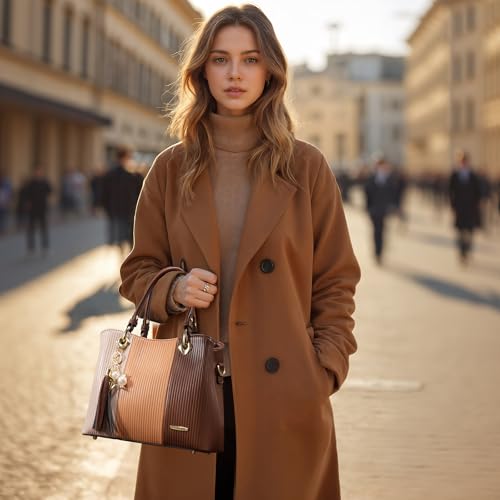 Image of Pomelo Best Purses and Handbags for Women with Multiple Pockets, Leather Top Handle Satchel Fashion Tote Shoulder Bags Ladies
