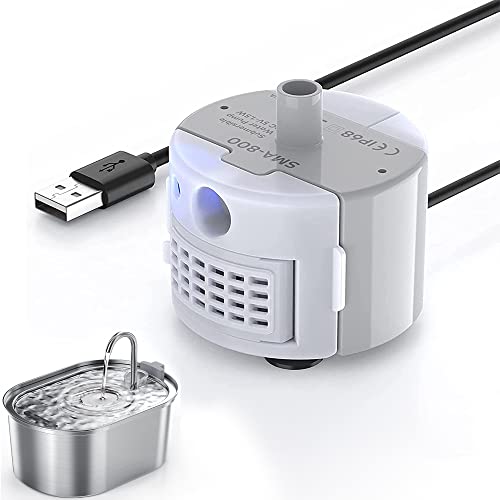 Wasserpumpe für Katzenbrunnen, SOOFPET Wasserpumpe für Katzentrinkbrunnen, Extrem leise (≤30dB), Geringer Stromverbrauch (1,5W), Eingebautes LED-Licht, IP68 Wasserdicht, Geeignet für S2 Cover