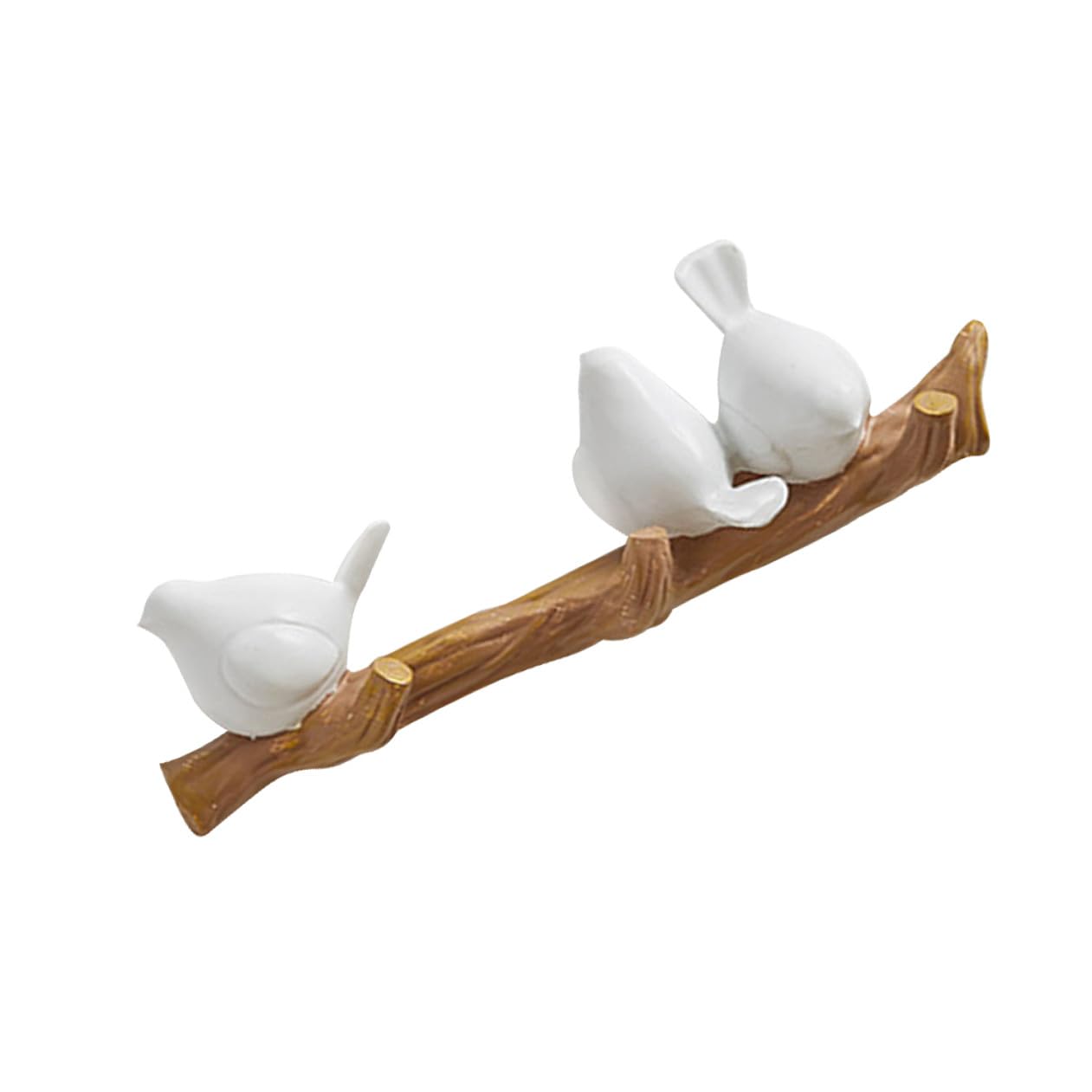 Gancho de Resina Blanco Rama Pájaro Pared