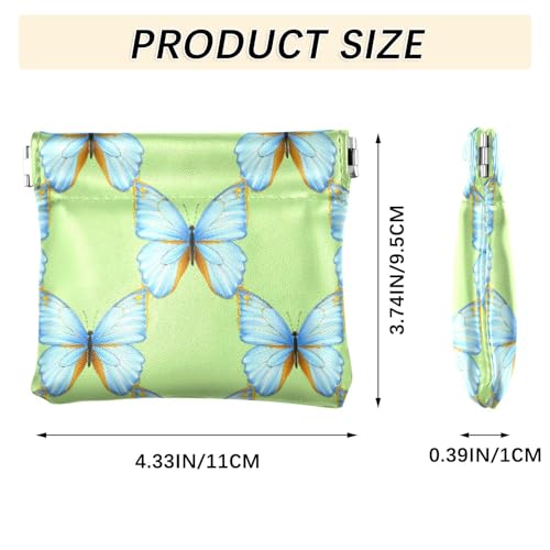 Pastel Blue Butterflies Coin Purse Leather Pouch Change Purse, Squeeze Coin Pouch for Cards, Keys & Lipsticks, Unisex3